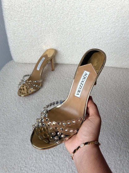 Aquazzura Open-Back Heels - Beige