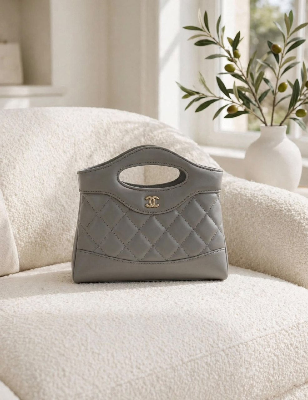 Chanel Handbag (Quilted Panel) - Grey