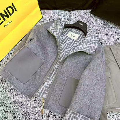 Fendi Contrast-Pocket Hooded Jacket - Grey
