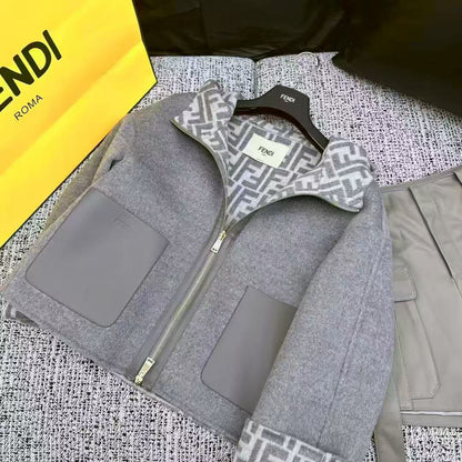 Fendi Contrast-Pocket Hooded Jacket - Grey