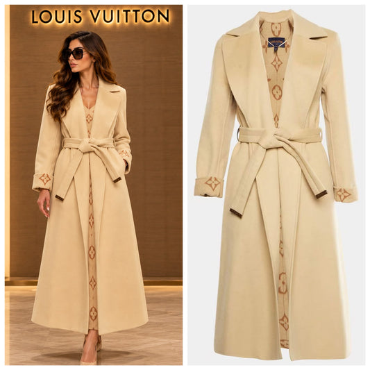 Louis Vuitton Belted Coat - White Monogram