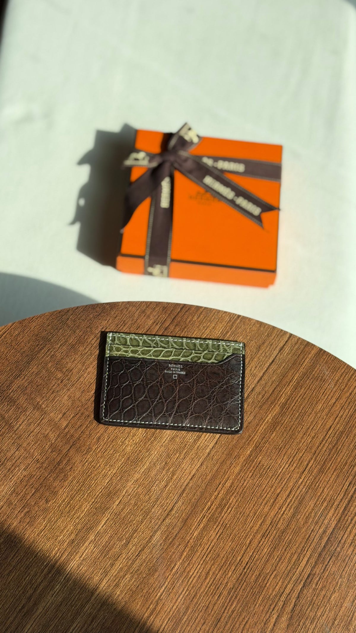 Hermes Card Holder - Brown Embossed