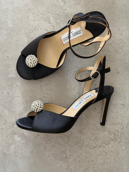 Jimmy Choo Heels - Black, Black Lace, Black Glitter