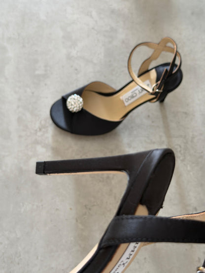 Jimmy Choo Heels - Black, Black Lace, Black Glitter