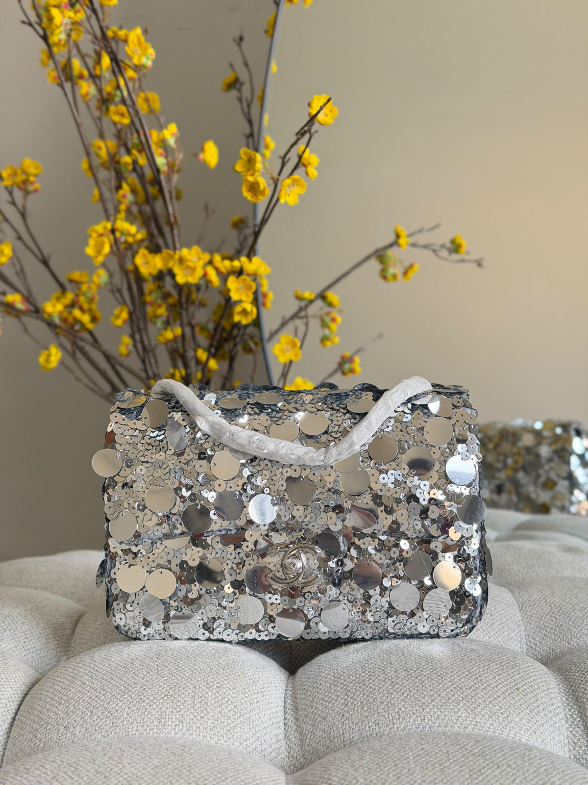 Chanel Crystal Flap Handbag - Silver