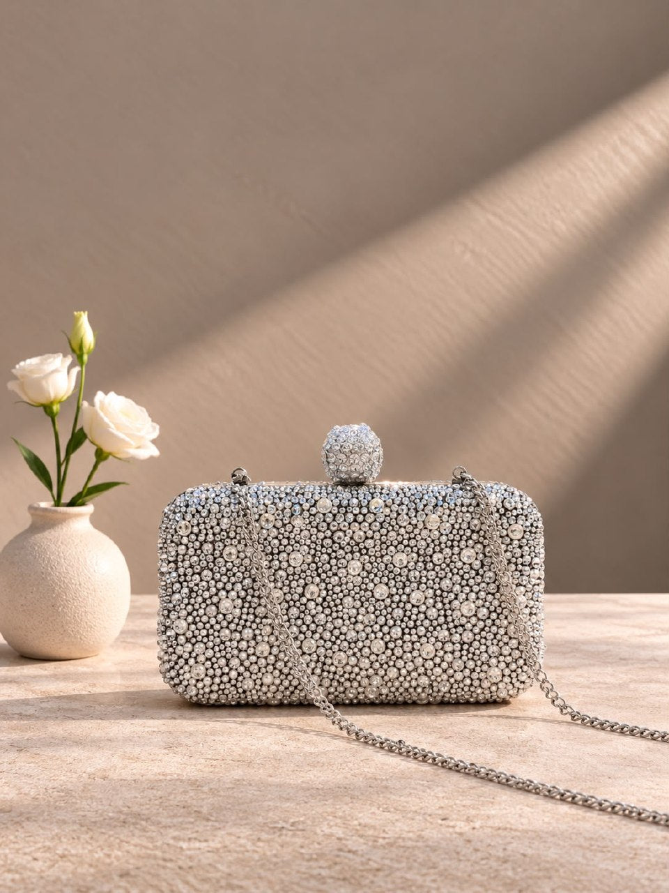 Jimmy Choo Spherical-Knob Clutch - Silver