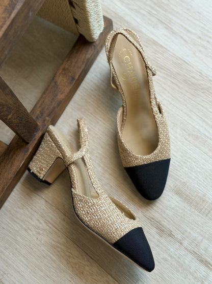Chanel Heels - Beige & Black