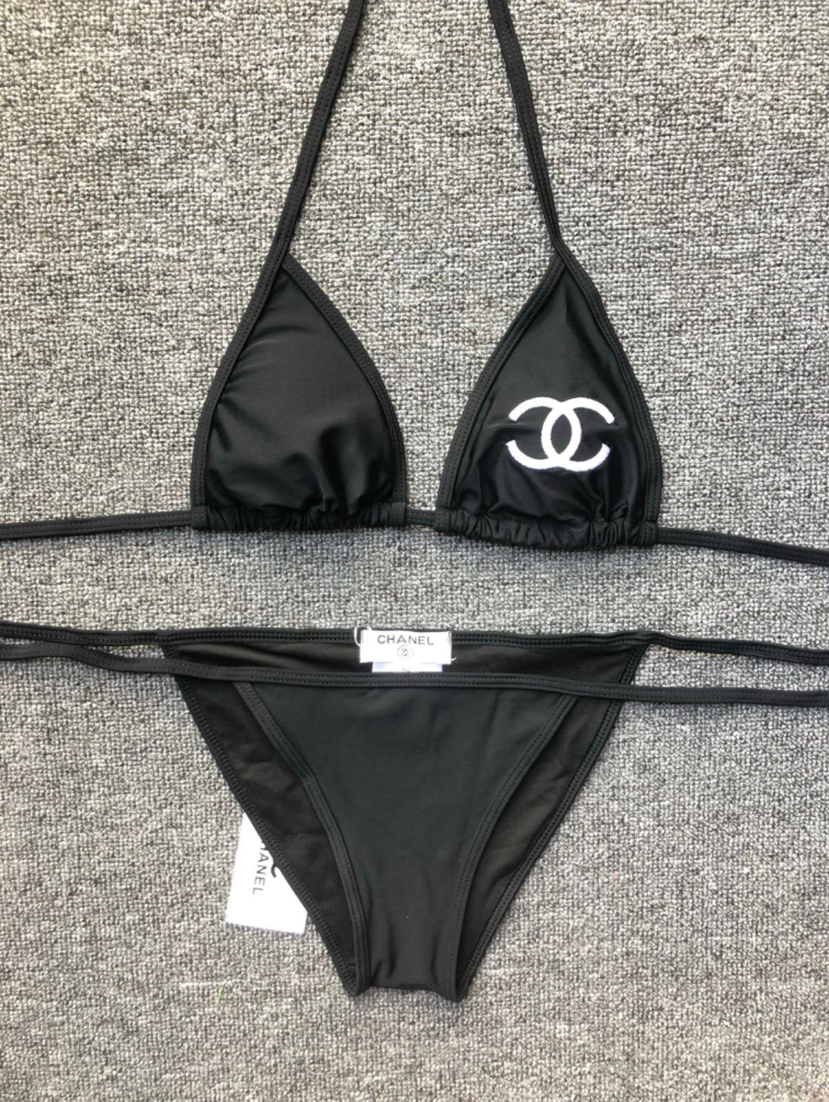 Chanel Logo Triangle Bikini Set - Black