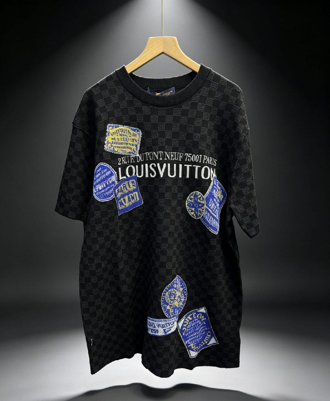 Louis Vuitton Patch-Front Knitted T-Shirt - Black