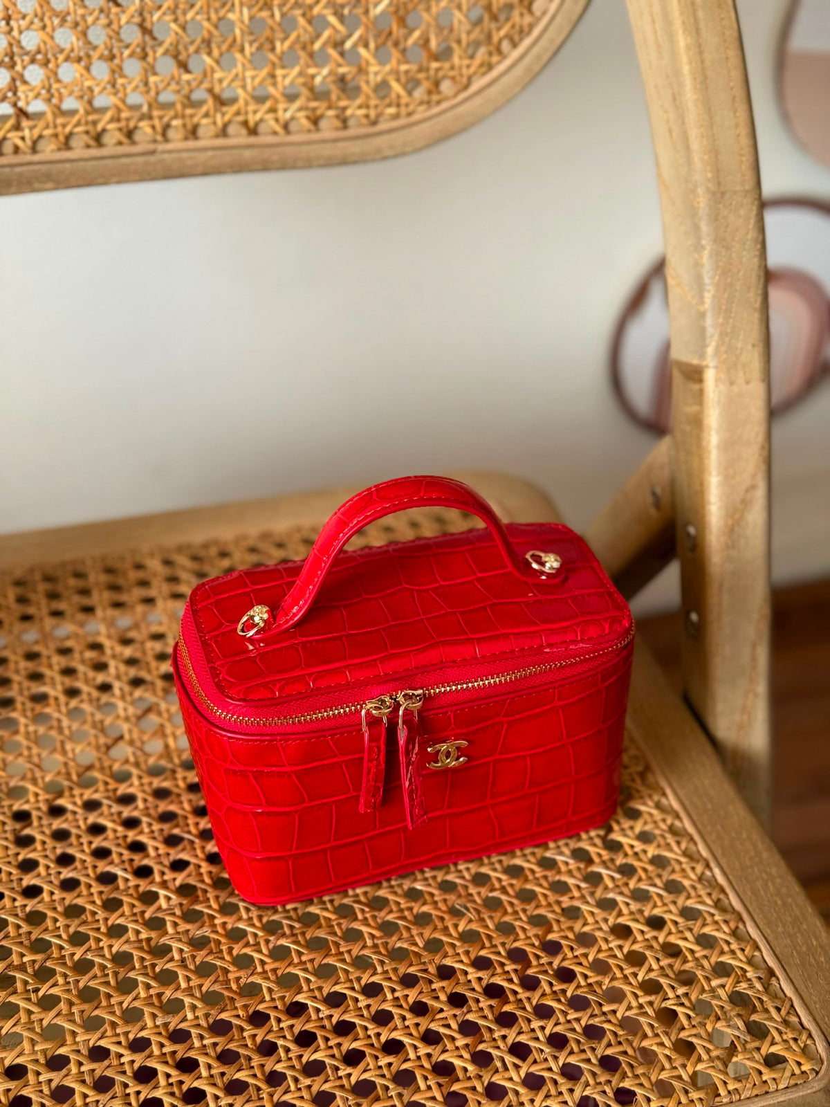 Chanel Makeup Bag - Red Embossed