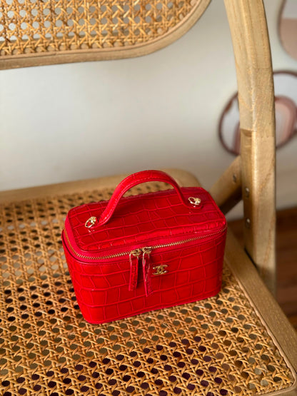 Chanel Makeup Bag - Red Embossed
