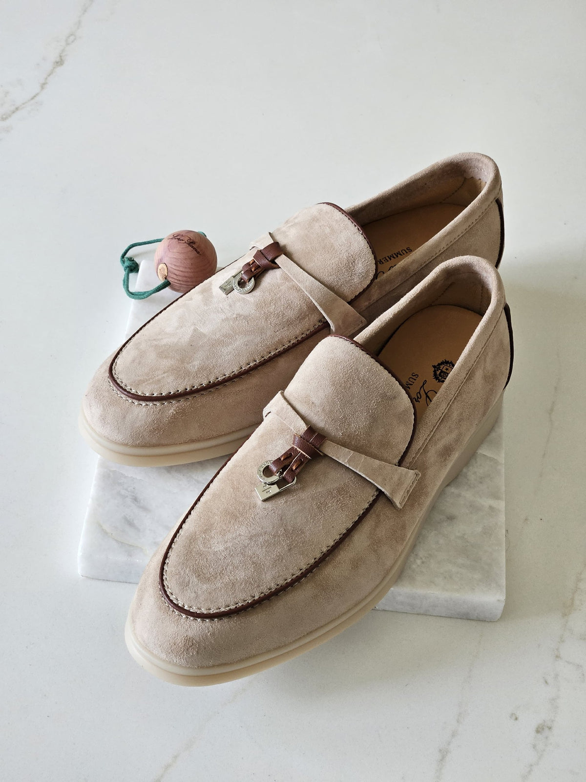 Loro Piana Piped Loafers - Beige