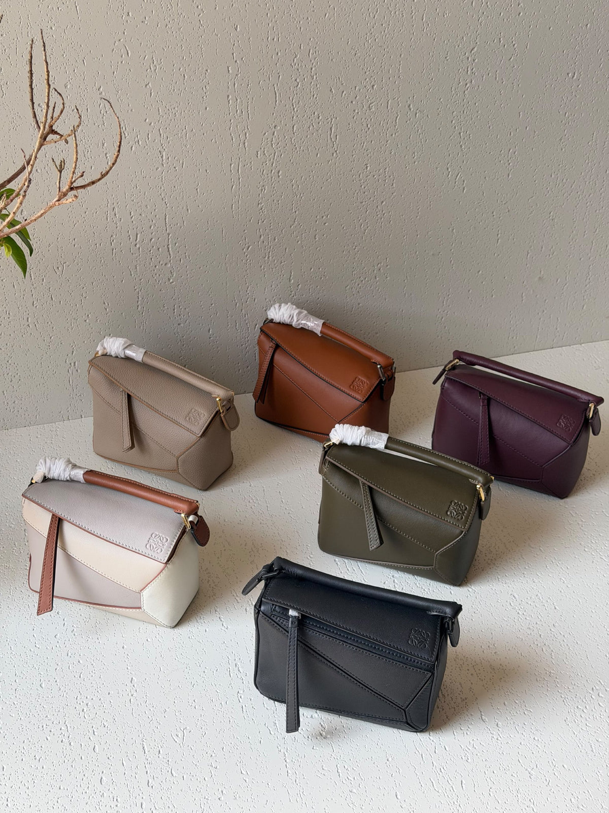 Loewe Mini Puzzle Handbag - Green, Black, Burgundy, Brown, Beige, White