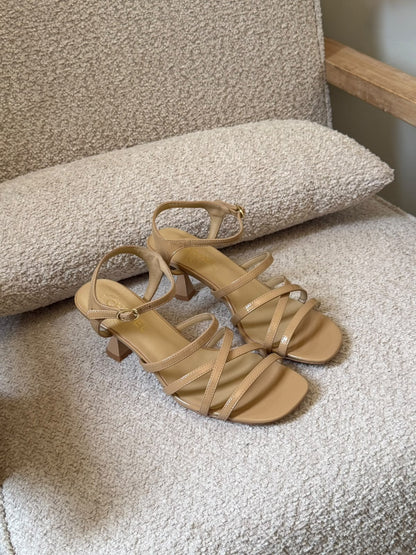 Chanel Strappy Heels - Black, Burgundy, Beige