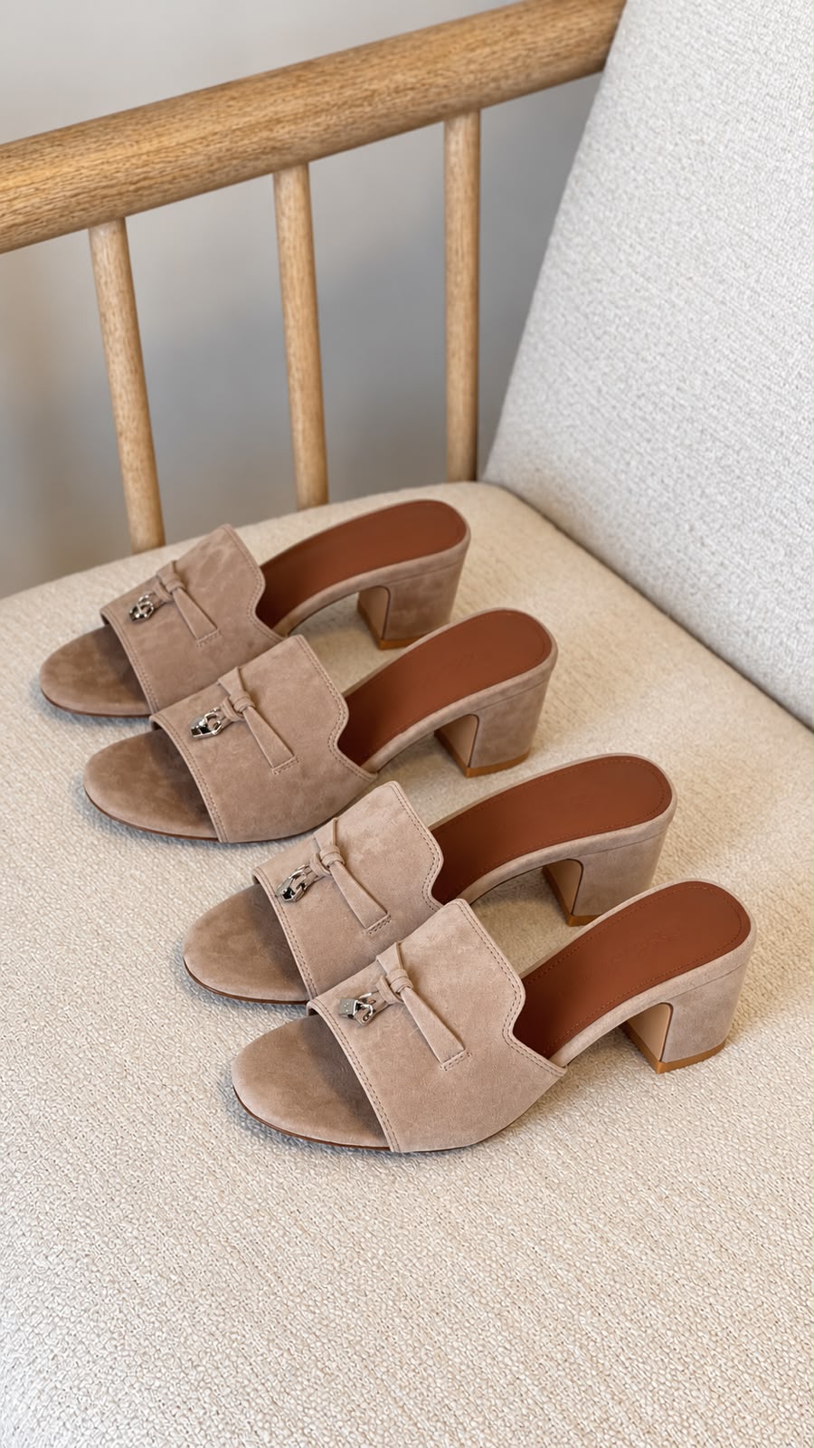 Loro Piana Lock-Detail Heels - Green, Light Blue, Black, Grey, Pink, Burgundy