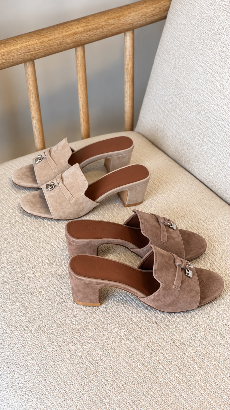 Loro Piana Lock-Detail Heels - Green, Light Blue, Black, Grey, Pink, Burgundy