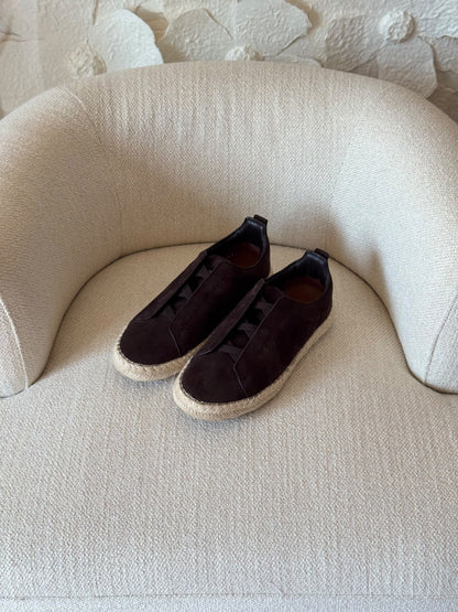 Zegna Espadrille Overlay Sneakers - Brown Suede