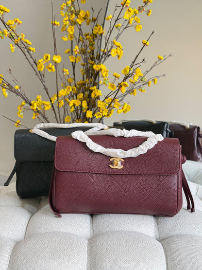 Chanel Quilted Flap Shoulder Bag - Black, Burgundy