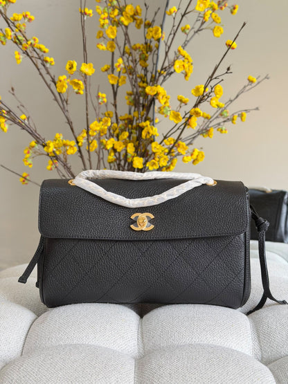 Chanel Quilted Flap Shoulder Bag - Black, Burgundy
