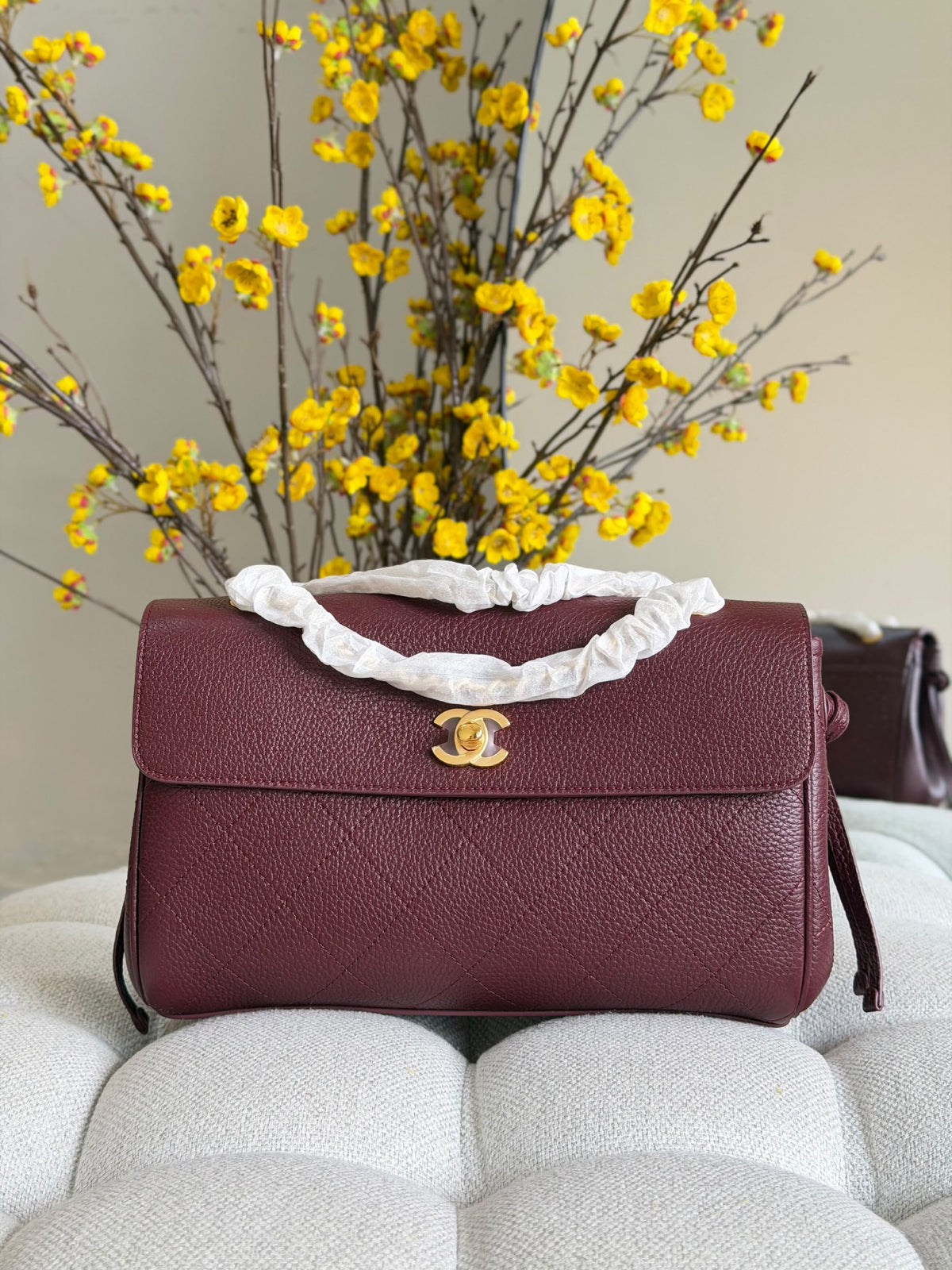 Chanel Quilted Flap Shoulder Bag - Black, Burgundy