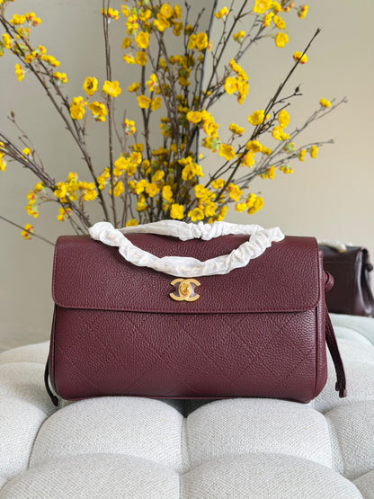 Chanel Quilted Flap Shoulder Bag - Black, Burgundy