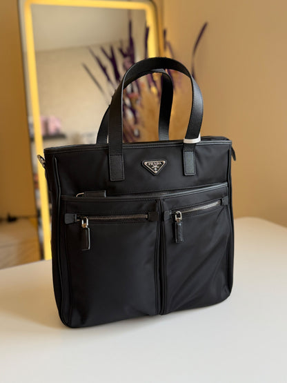 Prada Pocket-Front Tote Bag - Black