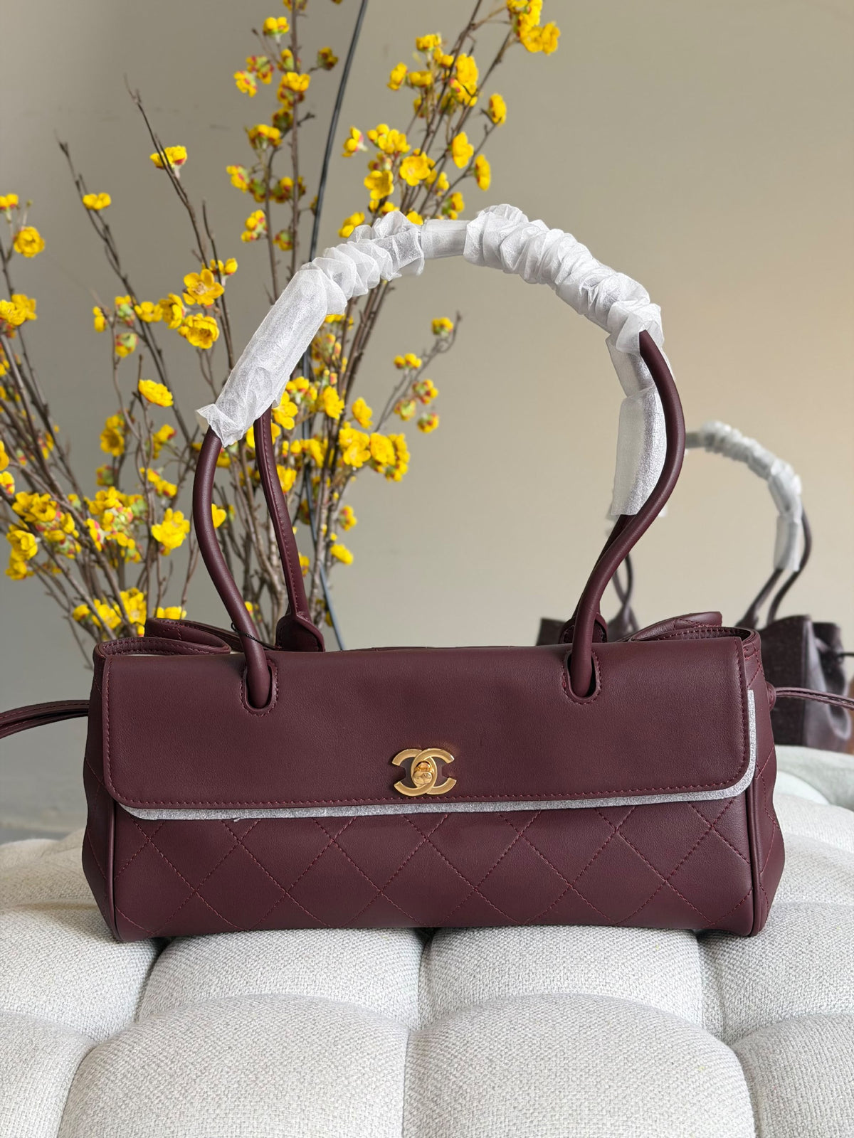 Chanel Banded Handbag - Burgundy