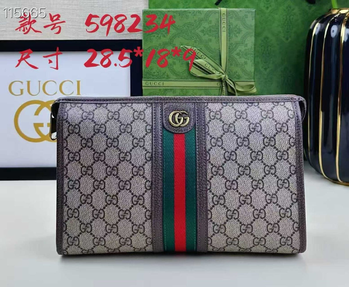 Gucci Web Stripe Zip Wallet - Beige Monogram