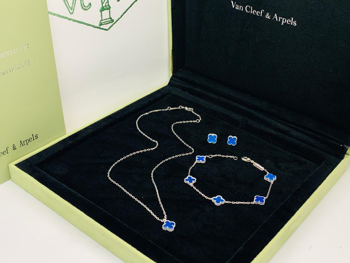 Van Cleef & Arpels Clover Jewelry Set - Blue