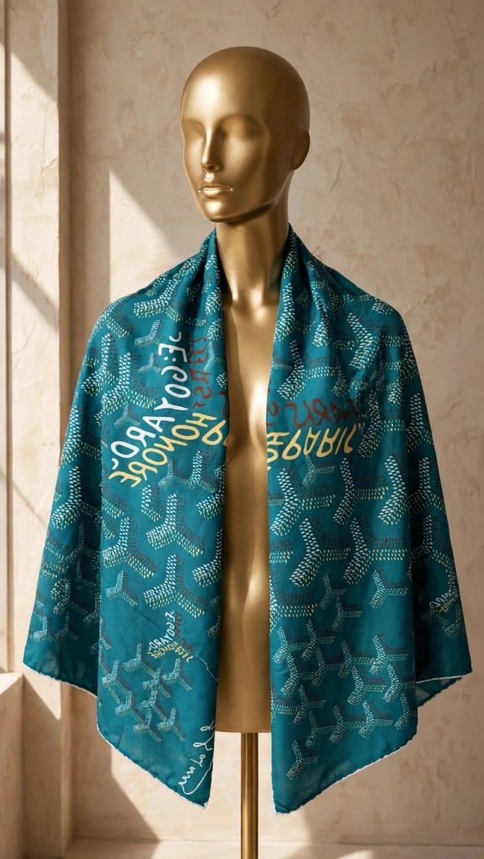 Goyard Y-Pattern Scarf - Blue