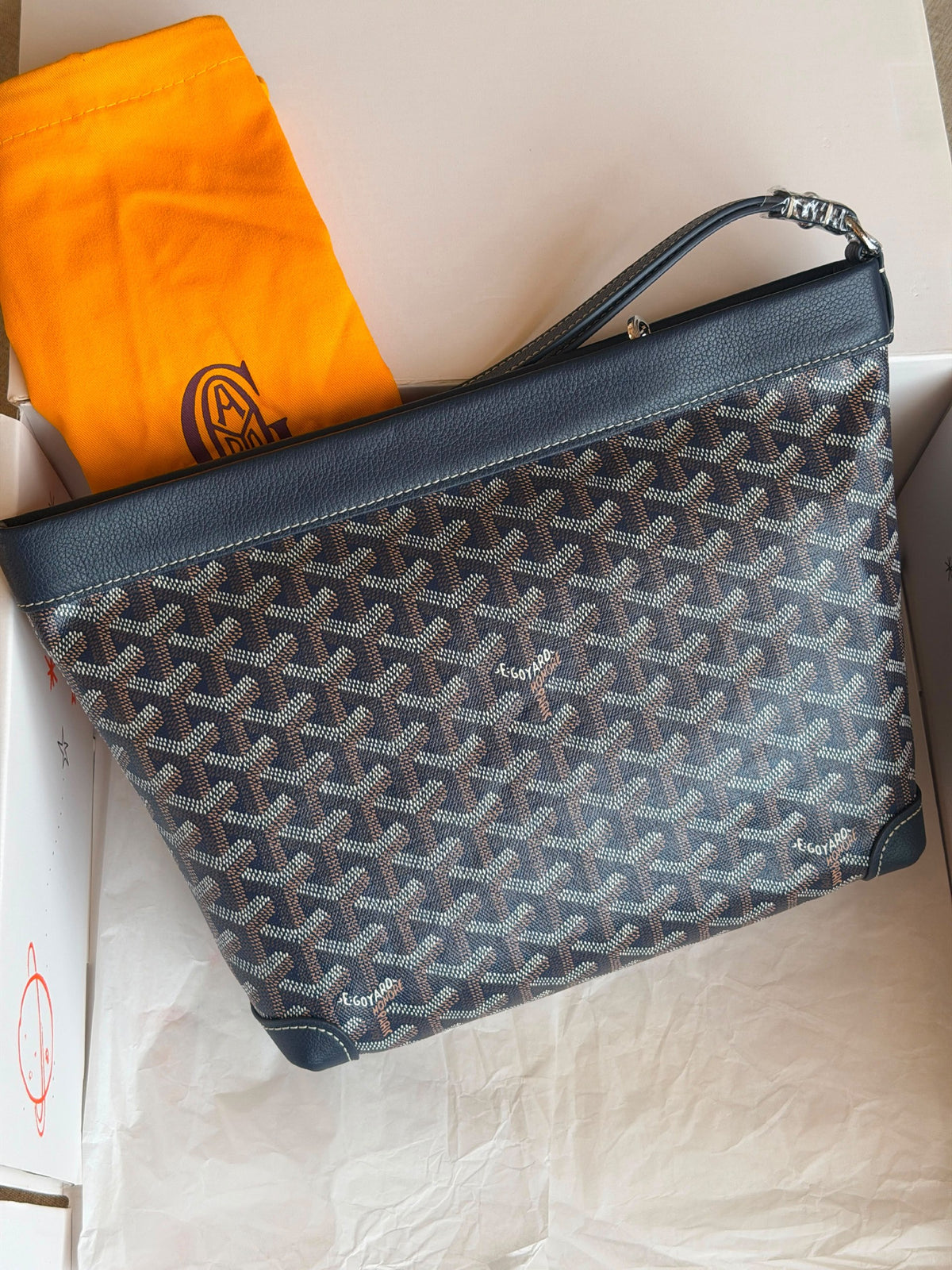 Goyard Pouch - Navy & Brown