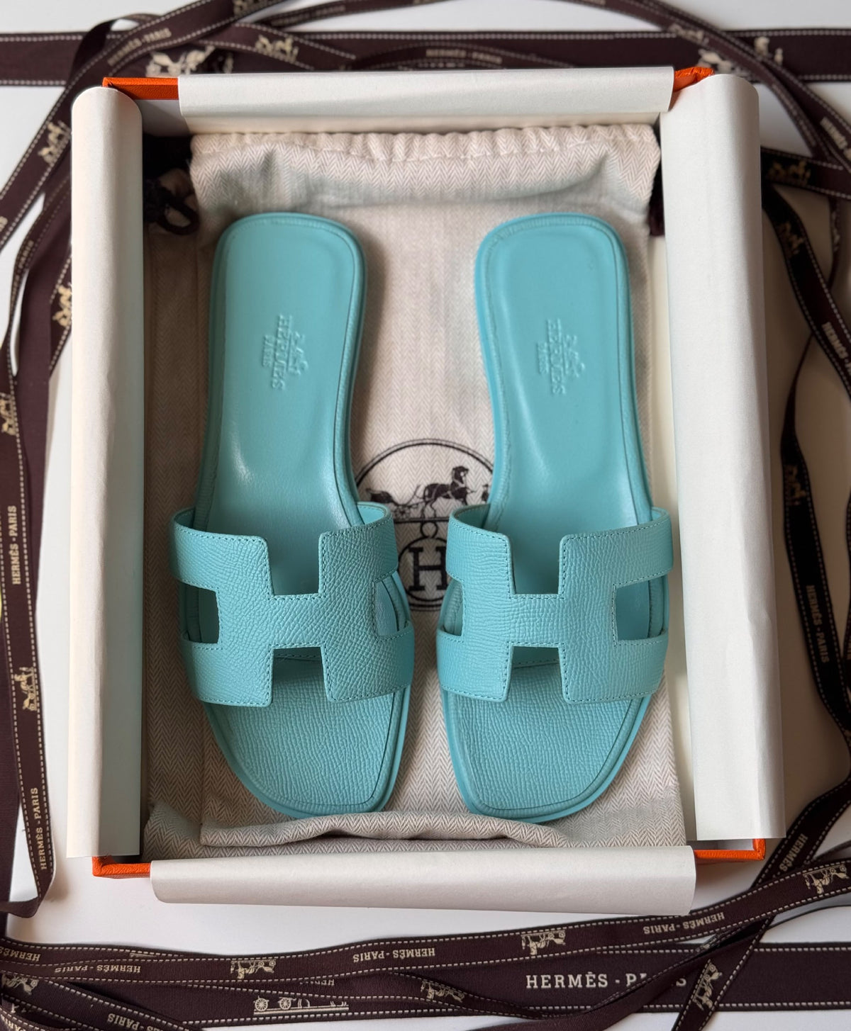 Hermès H-Strap Slippers - Blue