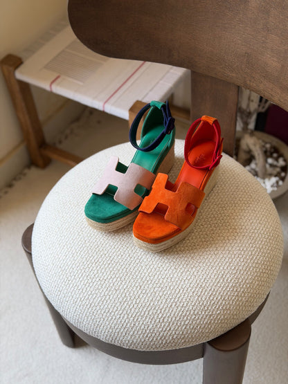 Hermes Heels - Green, Orange, Red