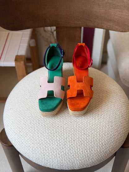 Hermes Heels - Green, Orange, Red