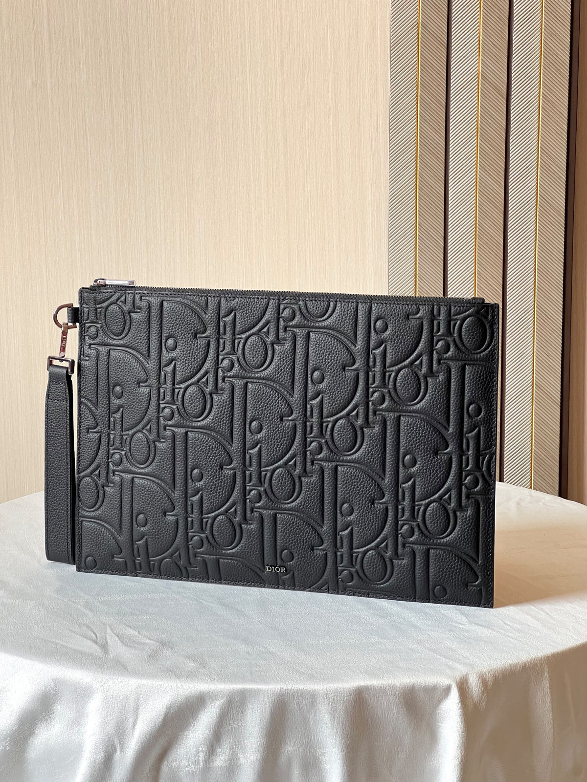 Dior Raised-Logo Clutch - Black