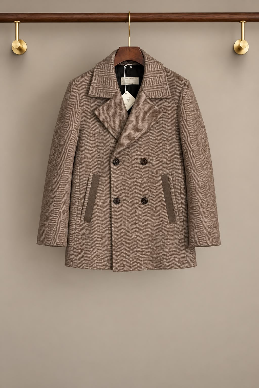 Brunello Cucinelli Double-Breasted Coat - Beige, Dark Grey