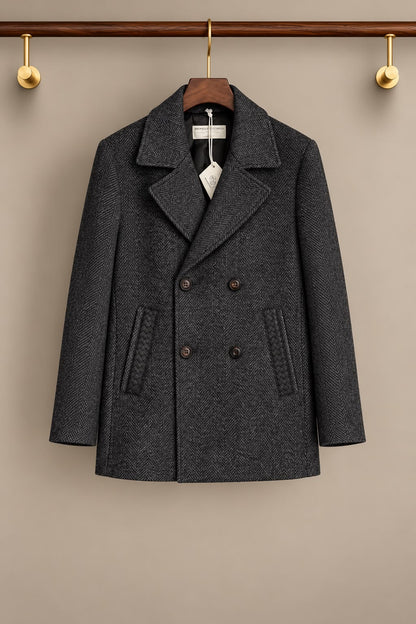 Brunello Cucinelli Double-Breasted Coat - Beige, Dark Grey