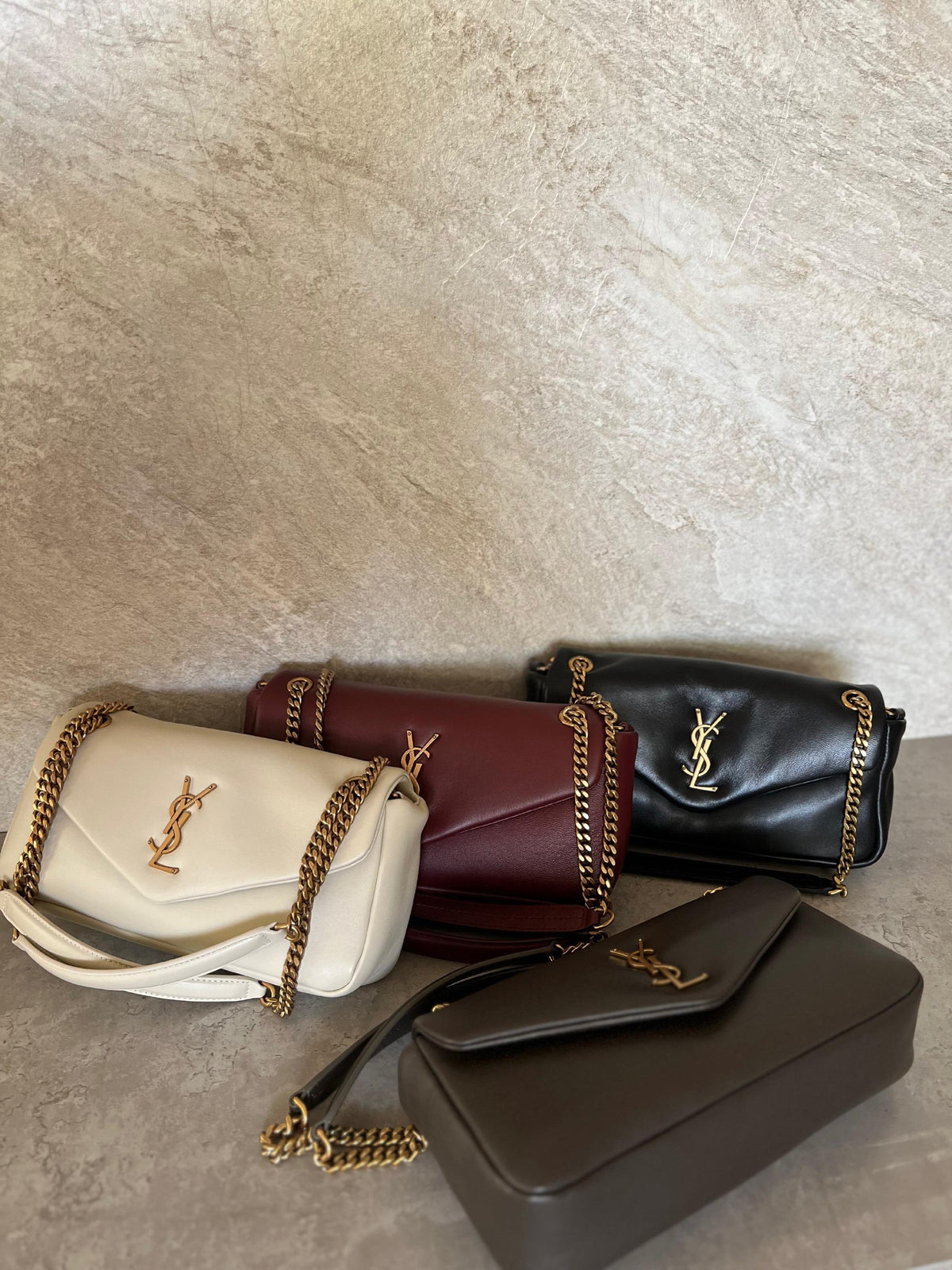 YSL Shoulder Bag - Brown, Black, White, Burgundy
