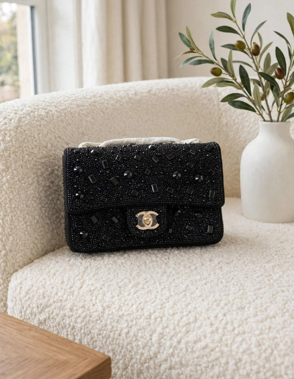 Chanel Rectangular Flap Shoulder Bag - Black, Silver