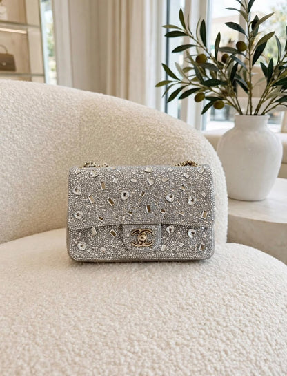 Chanel Rectangular Flap Shoulder Bag - Black, Silver