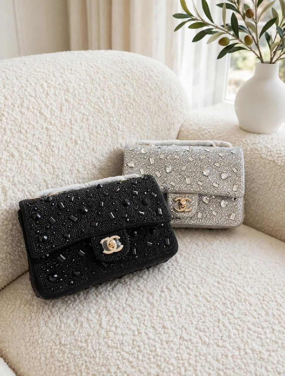 Chanel Rectangular Flap Shoulder Bag - Black, Silver