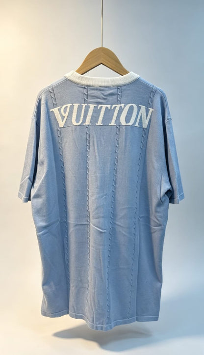 Louis Vuitton Knitted T-Shirt Vertical Panel Design - Light Blue