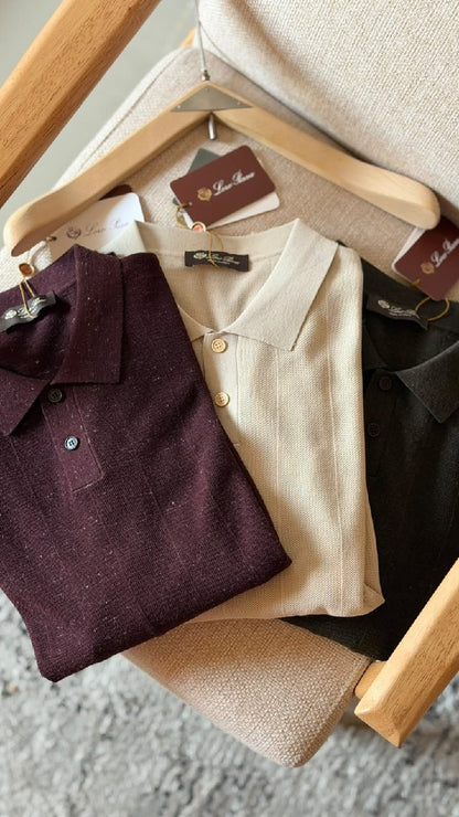 Loro Piana Polo Sweater - Black, Beige, Burgundy