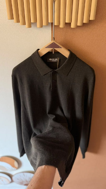Loro Piana Polo Sweater - Black, Beige, Burgundy