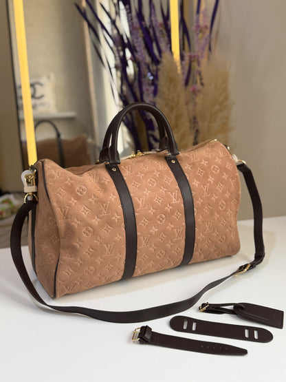Louis Vuitton Monogram Keepall Handbag - Beige Monogram Embossed