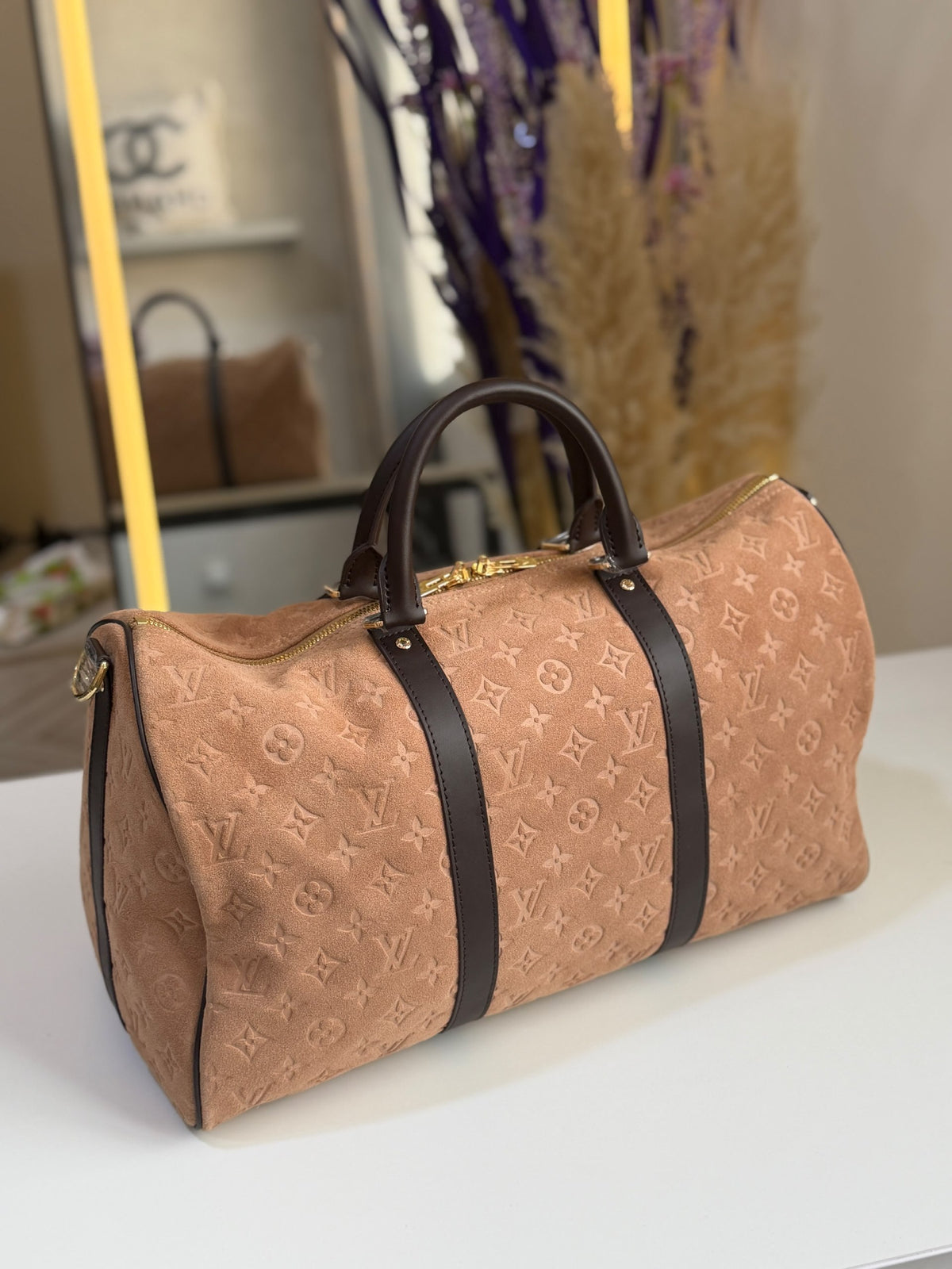 Louis Vuitton Monogram Keepall Handbag - Beige Monogram Embossed