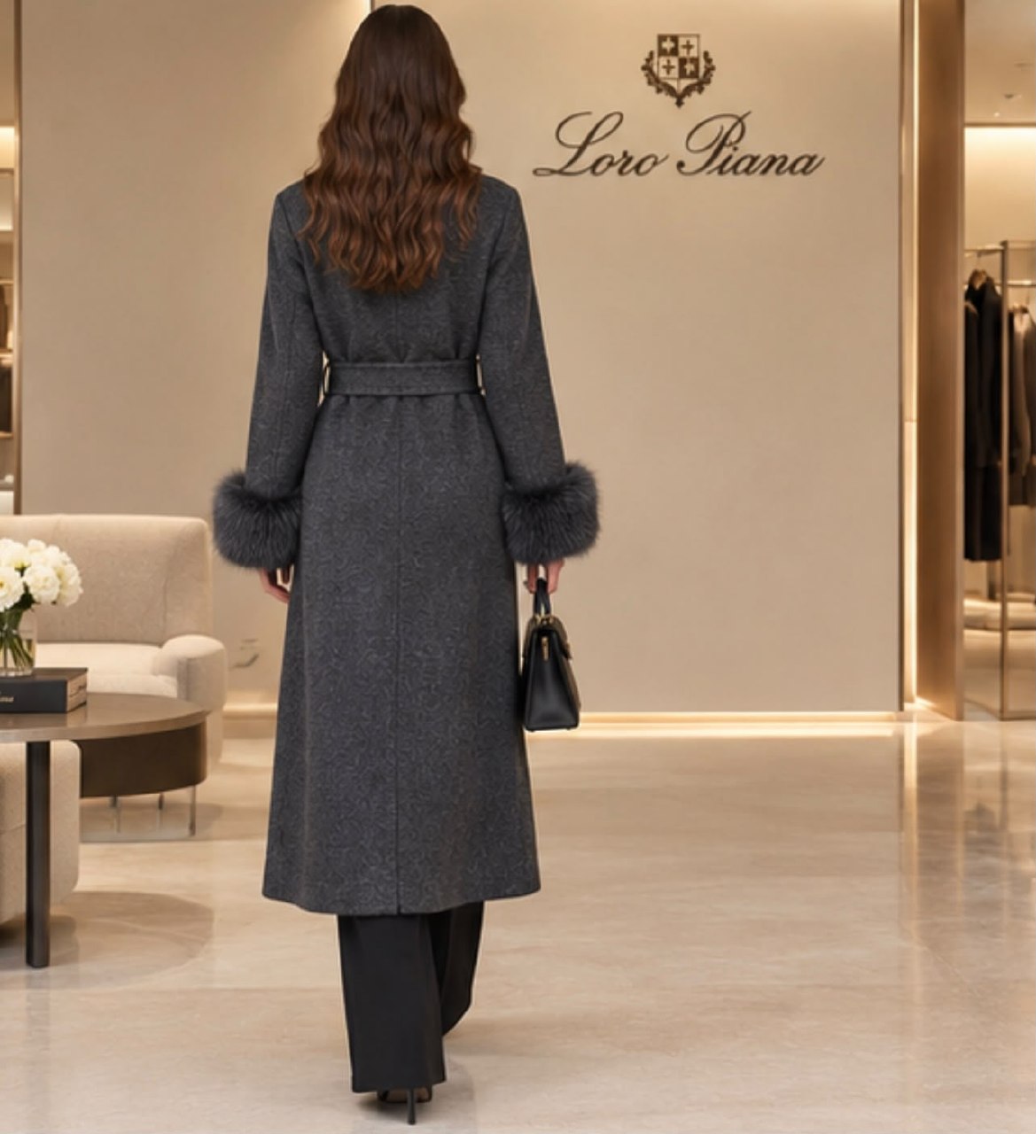 Loro Piana Belted Wrap Coat - Dark Grey