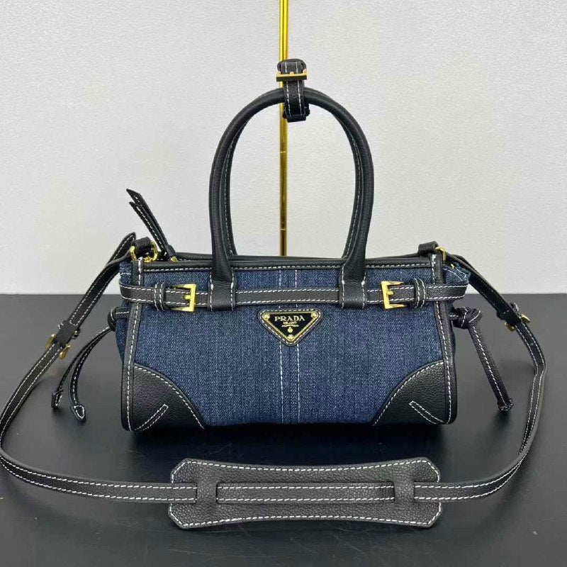 Prada Belted Tote Bag - Blue