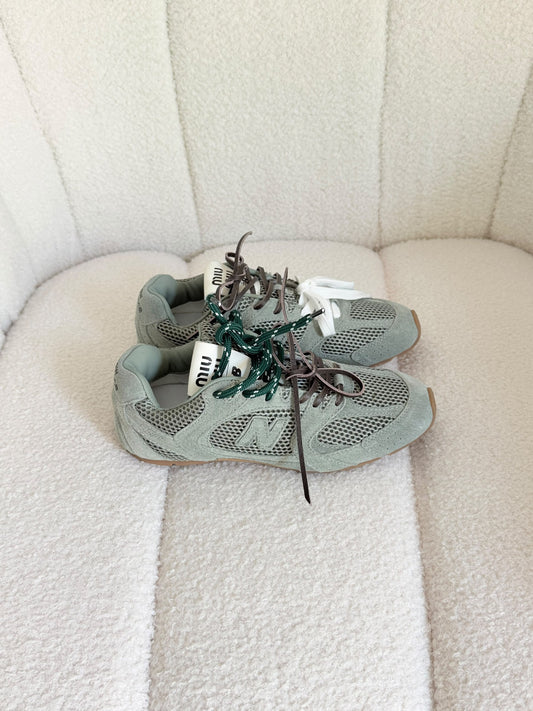 Miu Miu New Balance Sneakers - Green, Brown, Silver & Gold, Black