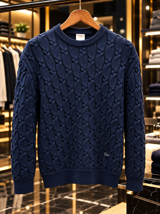 Dior Cable-Knit Sweater - Navy